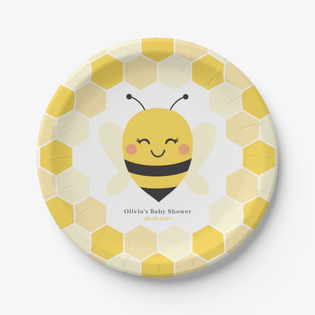 Bienenstudio-Teller mit Honeycomb-Design Pappteller (Vorderseite)