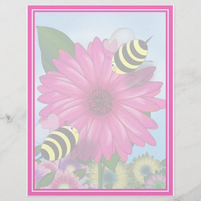 Bienenstufe am Mittag auf rosa Blume (Vorderseite)