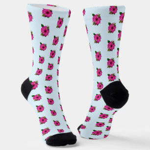 Bienenstufe am Mittag auf rosa Blume Socken