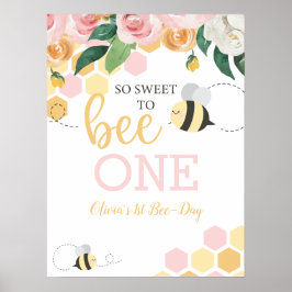 Bienentag Hummel 1. Geburtstag Rosa Blütenblüte Poster