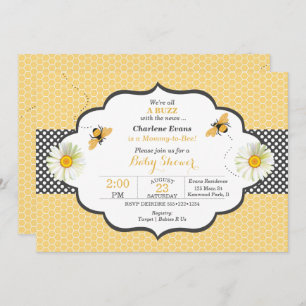 Bienenthema Honeycomb Gold & Gray Polka Dot Einladung
