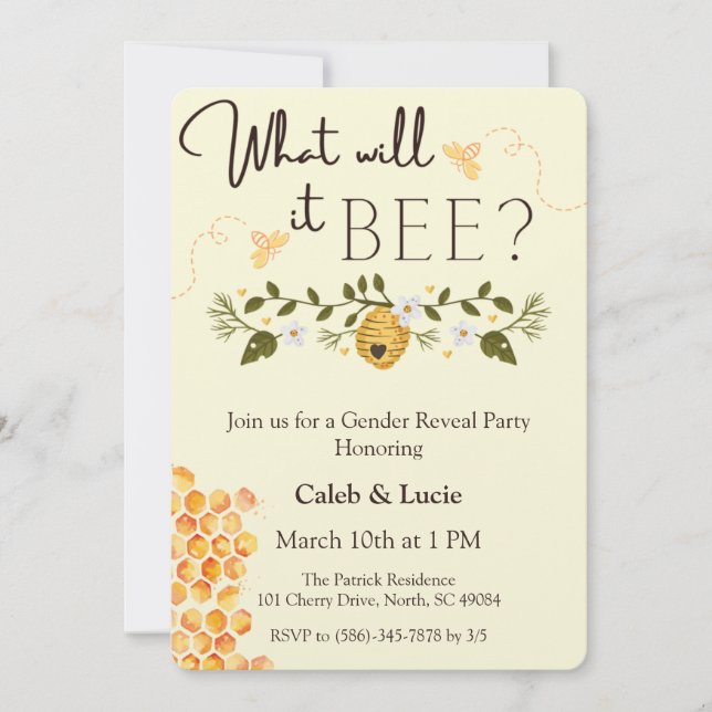 Bienenthema - Party Einladung (Vorderseite)