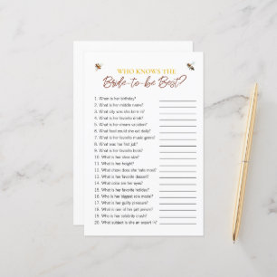Bienenthema "Wer die Bride kennt" Brautparty Game