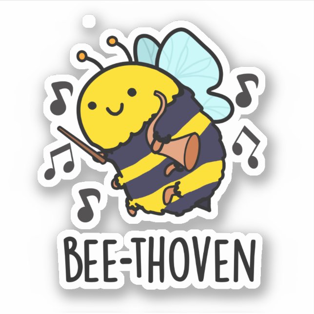 Bienenthoven Funny Music Bee Pun Aufkleber (Vorderseite)