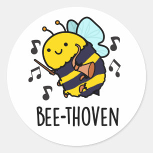 Bienenthoven Funny Music Bee Pun Runder Aufkleber