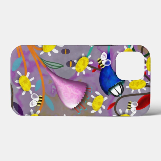 Bienentulpen lila Gänseblümchen Case-Mate iPhone Hülle (Rückseite (Horizontal))