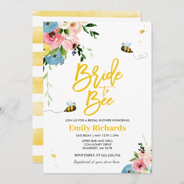 Bienenvölkerdusche Einladung zur Blumenbraut (Vorne/Hinten)