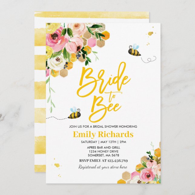 Bienenvölkerdusche Einladung zur Blumenbraut (Vorne/Hinten)