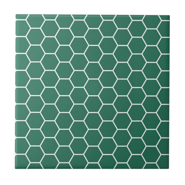 Bienenwaben-Hexagon-Muster Forest Greens Fliese (Vorderseite)
