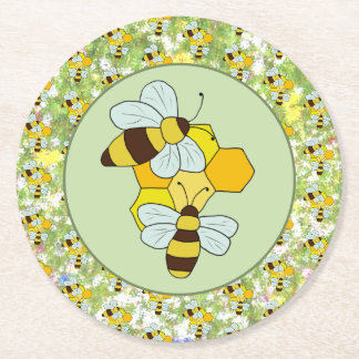 Bienenwaben  runder pappuntersetzer