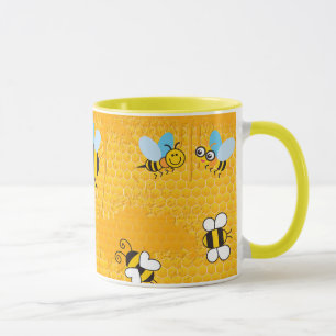 Bienenwaben-und Cartoon-Bienen-Wecker-Tassen Tasse