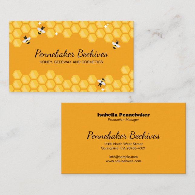 Bienenwabenkarte Border Beekeeper Business Card Visitenkarte (Vorne/Hinten)