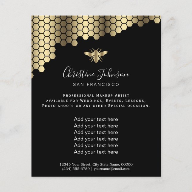 Bienenwabenkraut auf schwarzem Hintergrund Flyer (Vorne)