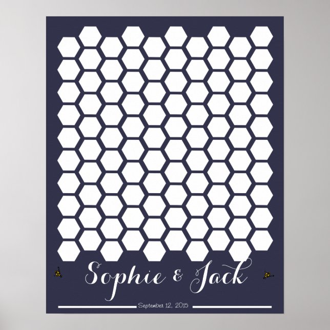 Bienenwabenunterschrift Hochzeitstorbuch Poster (Vorne)