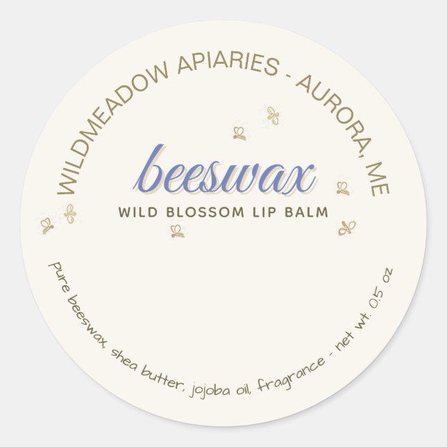 Bienenwachs-Balsam mit Wiesenblüten und Bienenklas Runder Aufkleber (Vorderseite)