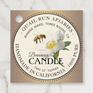 Bienenwachs Candle Favor Tag Honeybee und Wilde Ro Geschenkanhänger