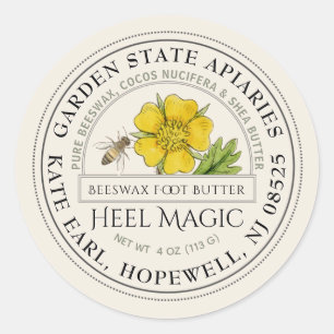 Bienenwachs-Heel-Butter mit Bienen und Vintager Bl Runder Aufkleber