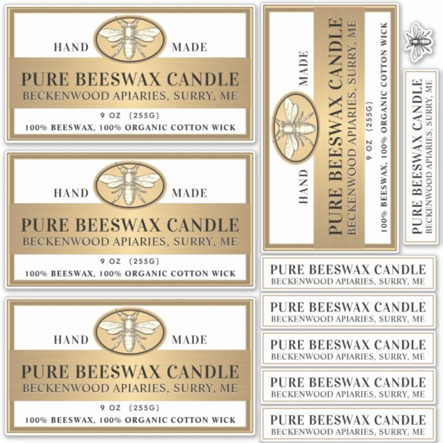 Bienenwachs-Kerze Matte Weißes oder durchsichtiges Aufkleber (Vorderseite)