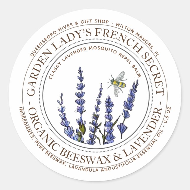 Bienenwachs-Lavendel-Mücke Repellant Lotion Bar Runder Aufkleber (Vorderseite)