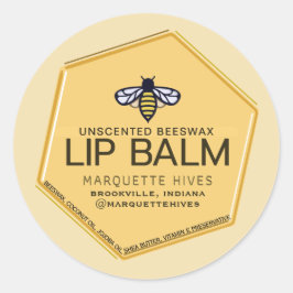 Bienenwachs Lip Balm 3D Gelbes Hexagon mit Biene Runder Aufkleber