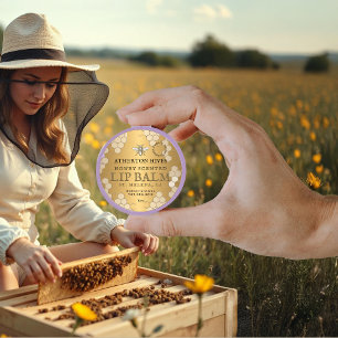 Bienenwachs Lip Balm Gold Honeycomb Heraldic Bee Runder Aufkleber