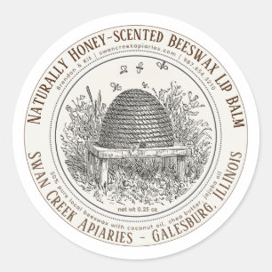 Bienenwachs-Lippe mit natürlichem Skep und Bienen Runder Aufkleber