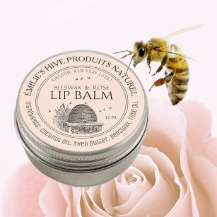 Bienenwachs-Lippenbalsam-Mini-Etikett mit Skep und Runder Aufkleber