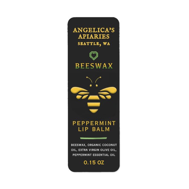 Bienenwachs Peppermint Lip Balm Label mit Bienenhe (Vorne)
