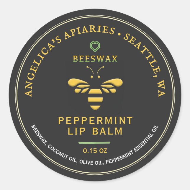 Bienenwachs Peppermint Lip Balm Label mit Bienenhe Runder Aufkleber (Vorderseite)