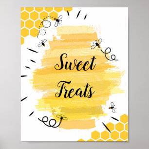 Bienenwasserfarbe Süße Leckereien Zeichen Poster