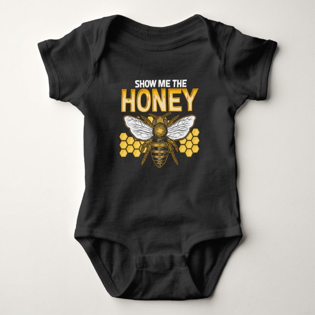 Bienenzucht-Show Me Honey Honeycomb Nectar Graphic Baby Strampler (Vorderseite)