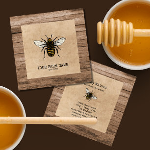 Bienenzuchtbetrieb Vintage Honigbienen Quadratische Visitenkarte