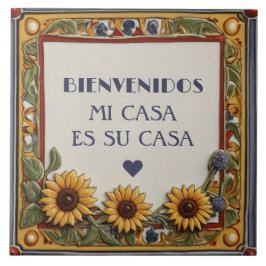Bienvenidos Mi Casa Es Su Casa Sunflower Sign Fliese