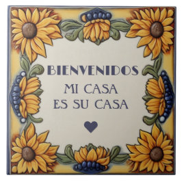 Bienvenidos Mi Casa Es Su Casa Sunflowers Plaque Fliese