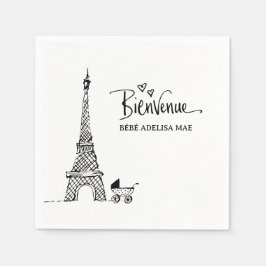 Bienvenue Paris Doodle Sketch Babydusche Serviette
