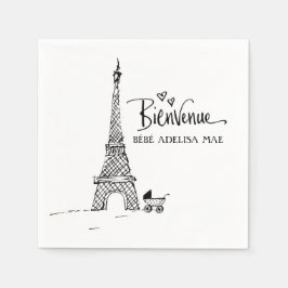Bienvenue Paris Doodle Sketch Babydusche Serviette