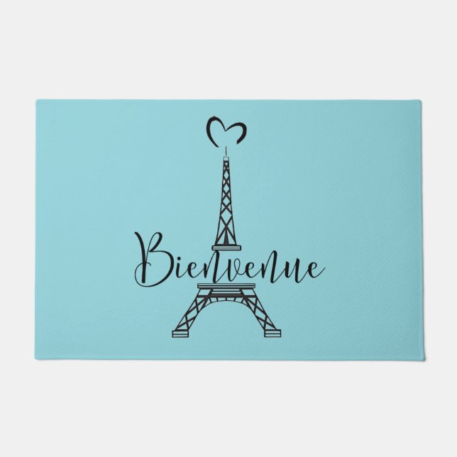 "Bienvenue" (Willkommen auf Französisch) Fußmatte (Vorderseite)