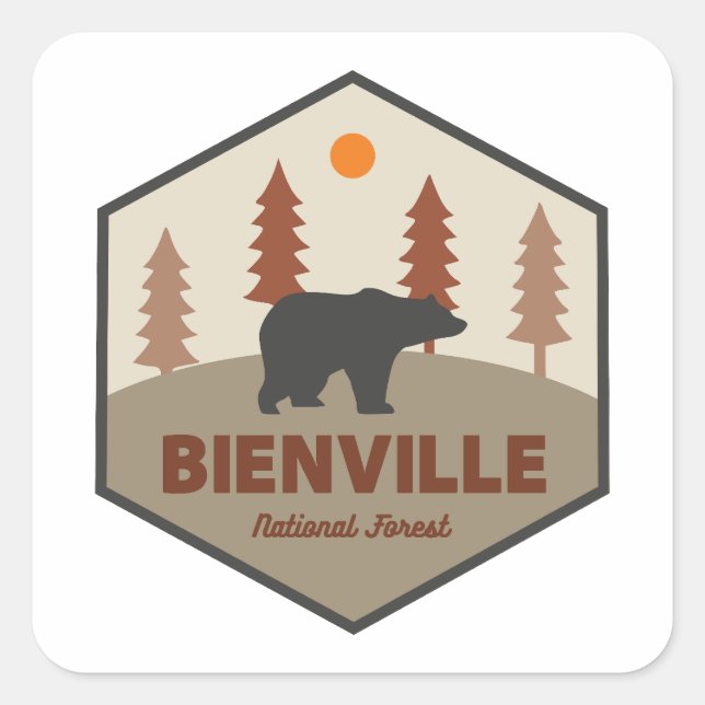 Bienville National Forest Bear Quadratischer Aufkleber (Vorderseite)