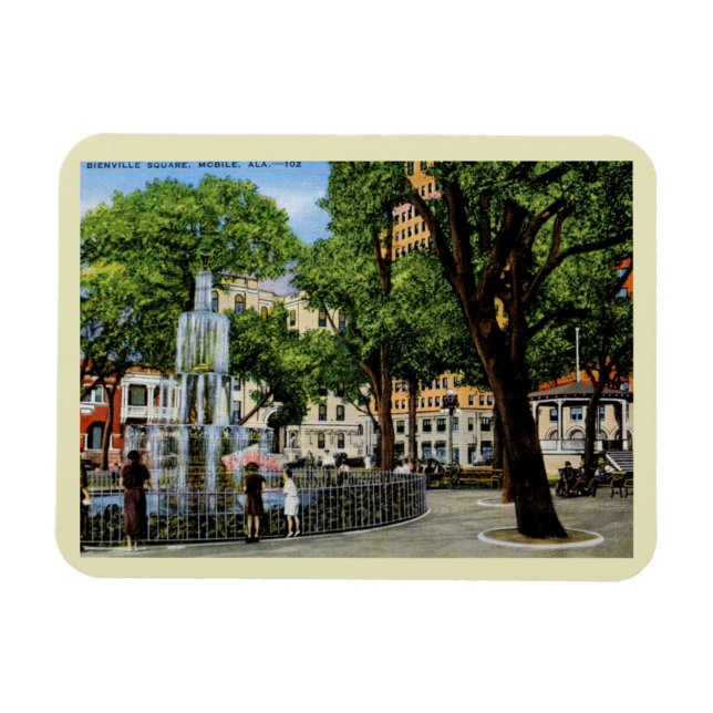Bienville Sq., mobil, AL Vintag Magnet (Horizontal)