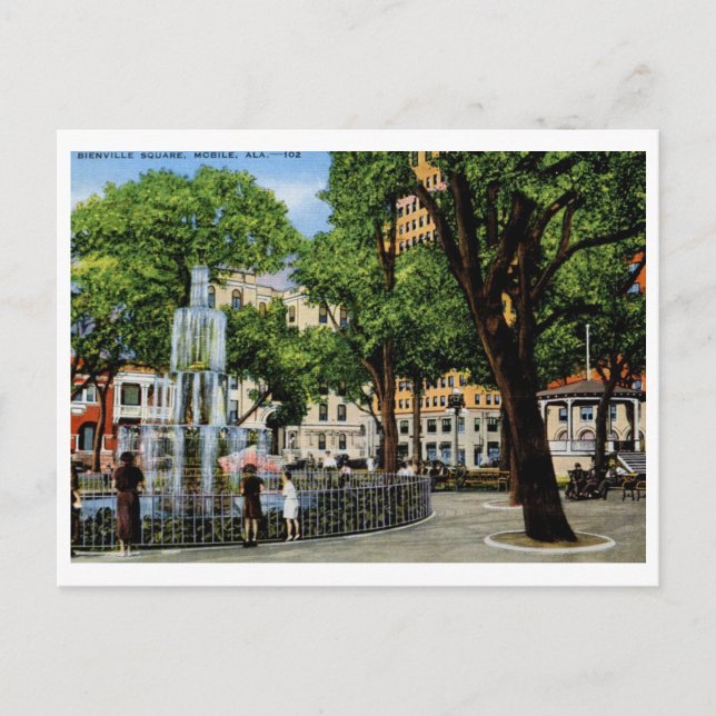 Bienville Sq., mobil, AL Vintag Postkarte (Vorderseite)