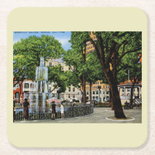 Bienville Sq., Mobile, AL Vintage Rechteckiger Pappuntersetzer