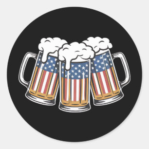 Bier 4. Juli American Flag US Vintag Retro Runder Aufkleber