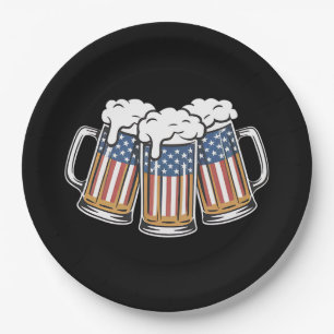 Bier 4. Juli Amerikanische Flagge US Vintage Retro Pappteller