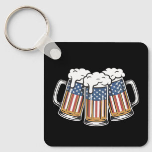 Bier 4. Juli Amerikanische Flagge US Vintage Retro Schlüsselanhänger