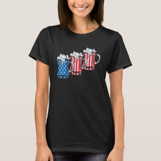 Bier 4. Juli Patriotische amerikanische Flagge T-Shirt