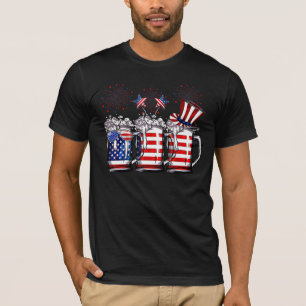 Bier 4. Juli US American Flag Beer Drink T-Shirt