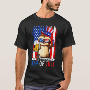 Bier 4. Juli US-amerikanische Flag Sloth Animals T-Shirt