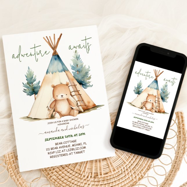 Bier Adventure Boy Baby Shower Minimal Einladung (Von Creator hochgeladen)