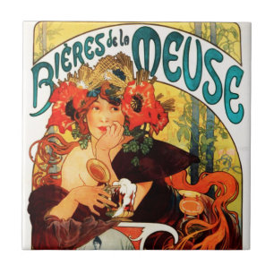 Bier Alphonse Mucha der Muse-Fliese Fliese
