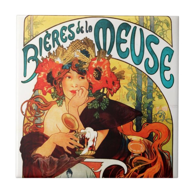 Bier Alphonse Mucha der Muse-Fliese Fliese (Vorderseite)